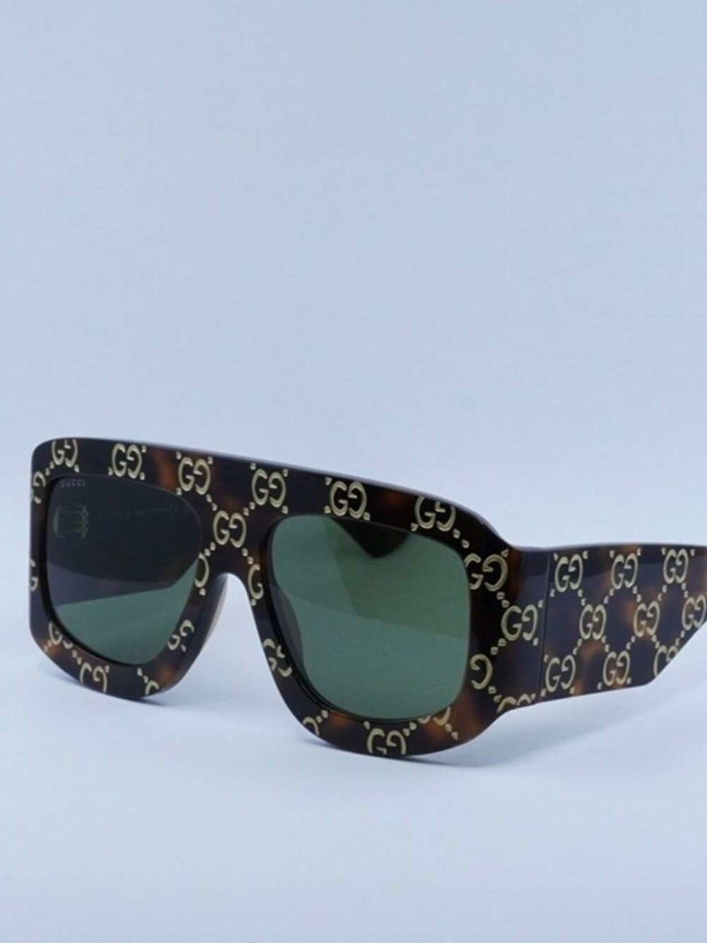 Gucci GG0983S 002 Sunglasses Havana With Gold GG Pattern Square Frame - Picture 1 of 11